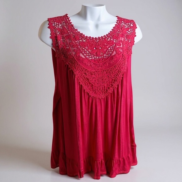 TORRID Super Soft Crew Neck Lace Yoke‎ Tank NWT - Picture 5 of 9